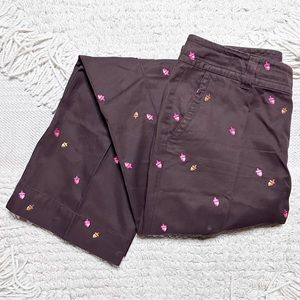 LILLY PULITZER vintage 1990s brown Main Line Fit embroidered acorn pants 10
